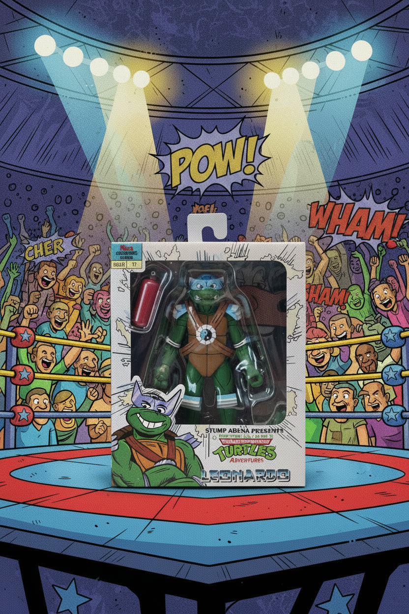 NECA TMNT Cartoon “Stump Wrestling” Leonardo Action Figure (7-inch scale)